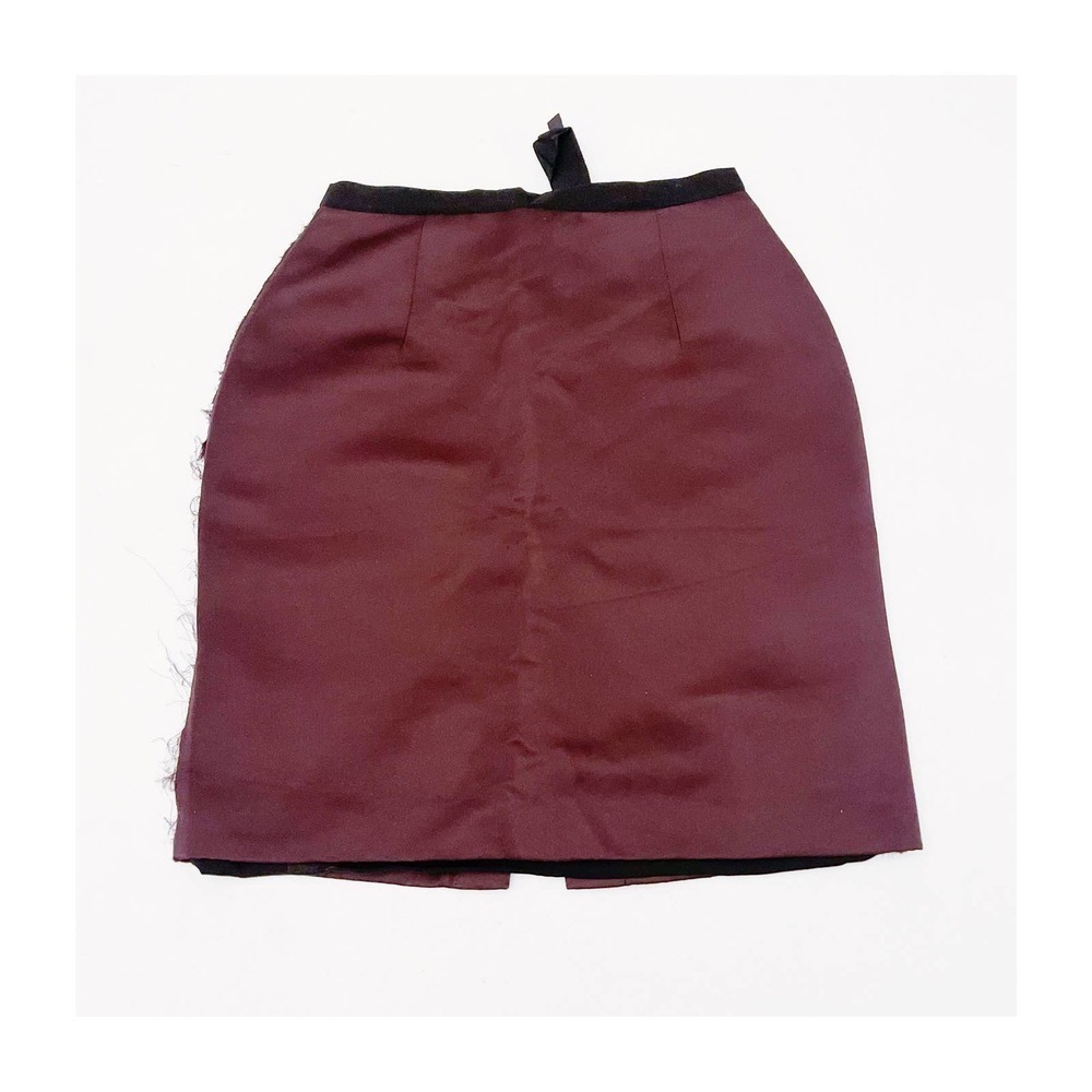 Karolina Zmarlock Fringed Side Details Dark Red Pencil Skirt sz2